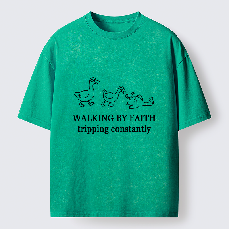 Tokyo-Tiger Faithful Tripping Duck Funny Meme Washed T-Shirt