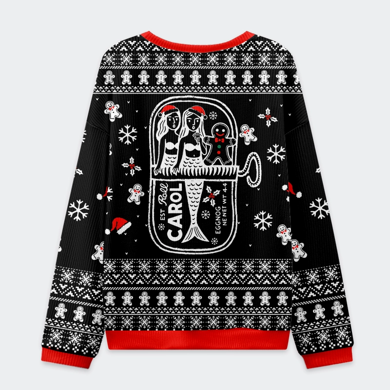 Tokyo-Tiger Mermaid And Gingerbread Man Christmas Ugly Sweatshirt