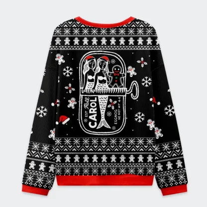 Tokyo-Tiger Mermaid And Gingerbread Man Christmas Ugly Sweatshirt