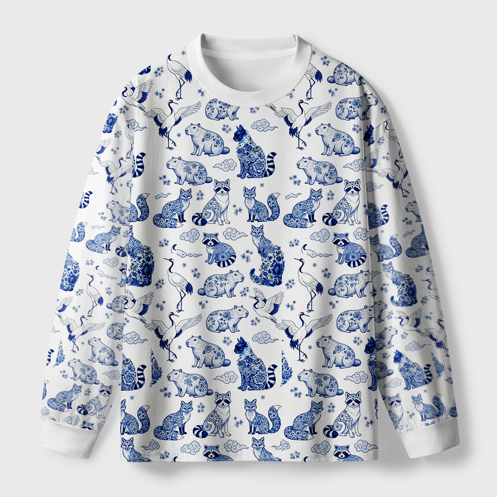 Tokyo-Tiger Floral Adorned Animals In Harmony Eco-Friendly Long Sleeve T-Shirt