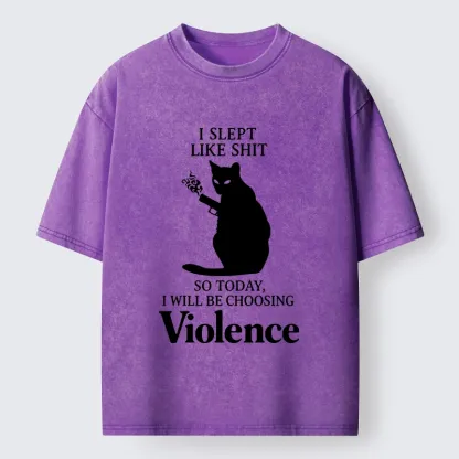 Tokyo-Tiger Mad Cat Mood Washed T-Shirt