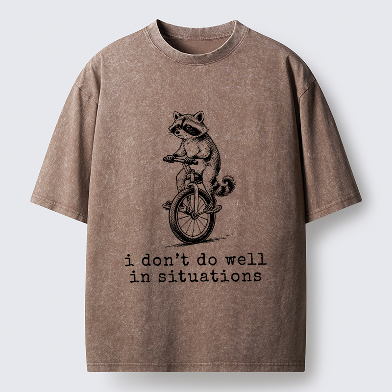 Tokyo-Tiger Raccoon Unicycle Meme Washed T-Shirt