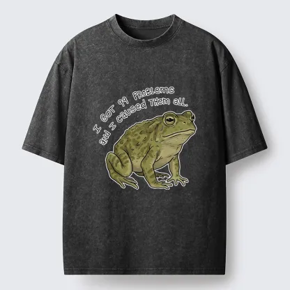 Tokyo‑Tiger Mischievous Frog Funny Washed T-Shirt