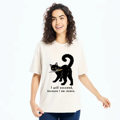 Tokyo-Tiger Brave Black Cat Wild Success Vibe Washed T-Shirt