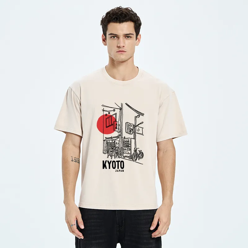 Tokyo-Tiger Kyoto Travel Street Washed T-Shirt