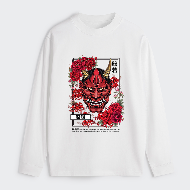 Tokyo-Tiger Cool Oni Floral Art Classic Long Sleeve T-Shirt