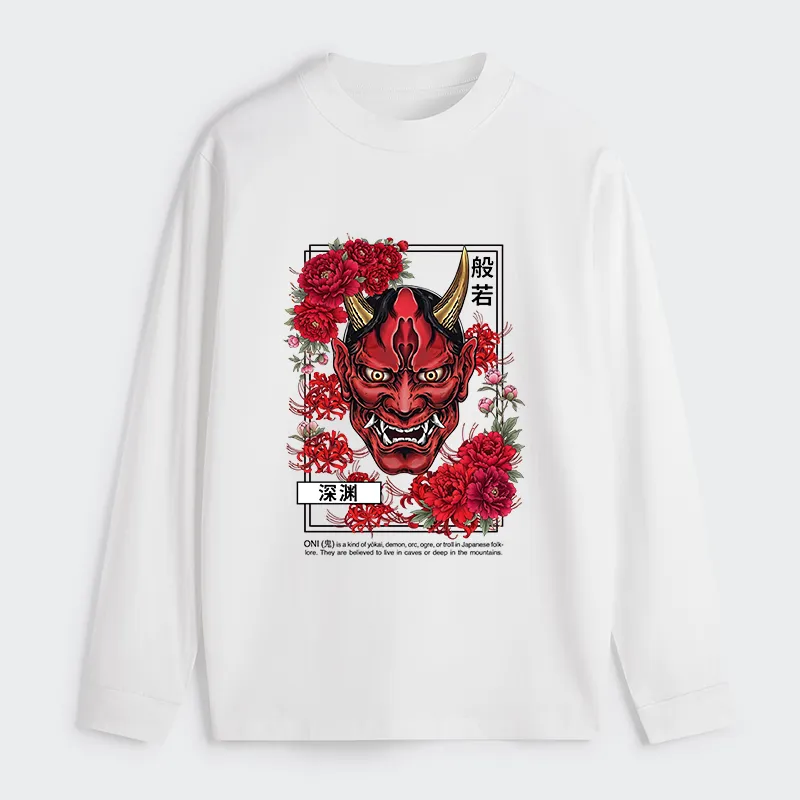 Tokyo-Tiger Cool Oni Floral Art Classic Long Sleeve T-Shirt