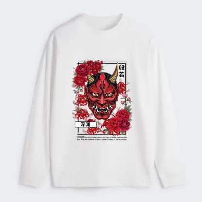 Tokyo-Tiger Cool Oni Floral Art Classic Long Sleeve T-Shirt