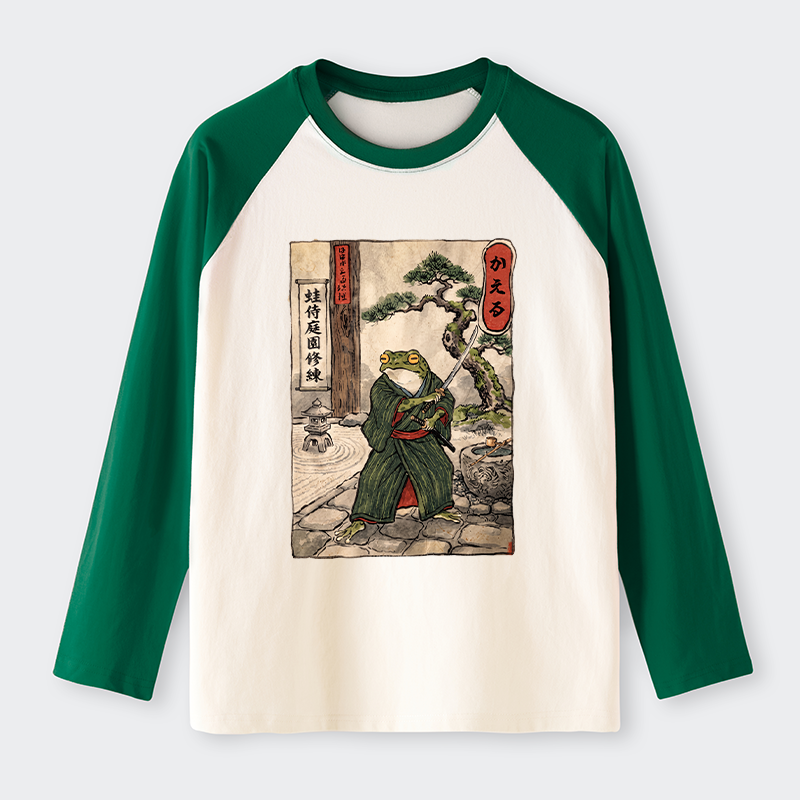 Tokyo-Tiger Samurai Frog Training Raglan Long Sleeve T-shirt