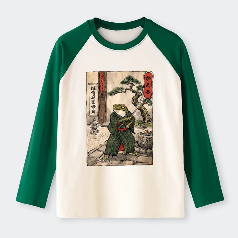 Tokyo-Tiger Samurai Frog Training Raglan Long Sleeve T-shirt