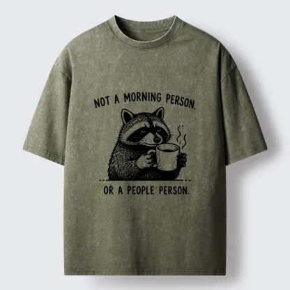Tokyo‑Tiger Funny Meme Coffee Raccoon Washed T‑Shirt