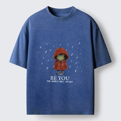 Tokyo-Tiger Brave Rain Frog Self Love Meme Washed T-Shirt