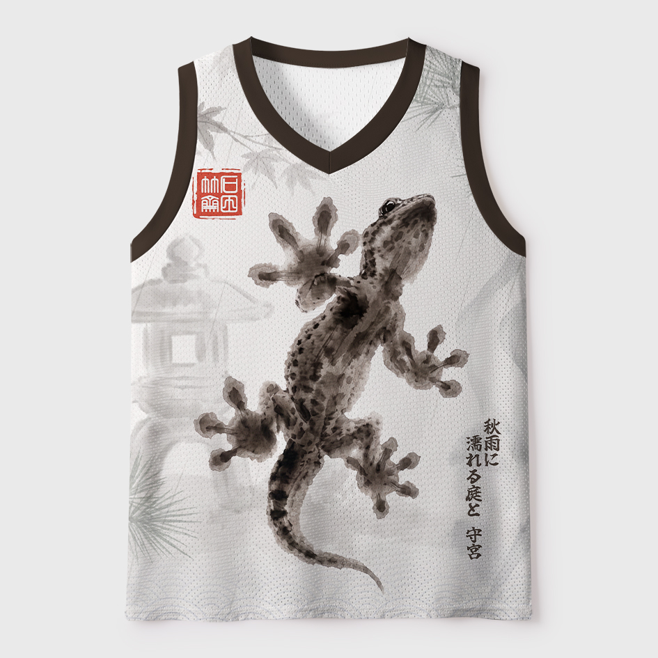 Tokyo-Tiger Ink Wash Gecko #66 Mesh Tank Top