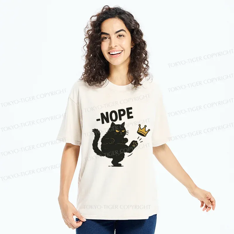 Tokyo-Tiger Cat Kicking The Crown Washed T-Shirt