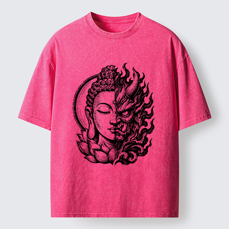 Tokyo-Tiger Half Buddha Half Demon Washed T-Shirt
