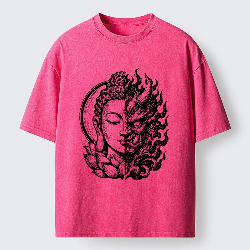Tokyo-Tiger Half Buddha Half Demon Washed T-Shirt