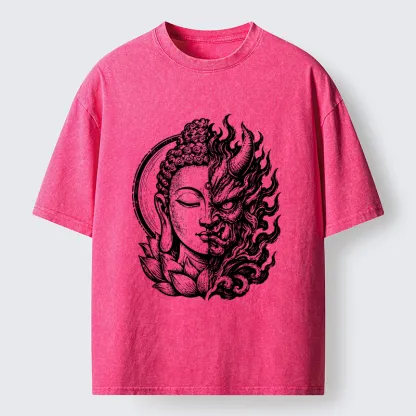 Tokyo-Tiger Half Buddha Half Demon Washed T-Shirt