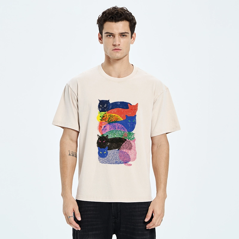 Tokyo‑Tiger Retro Cat Art Washed T‑Shirt