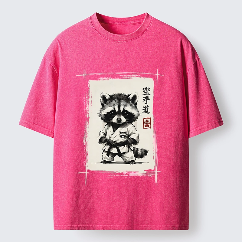 Tokyo‑Tiger Karate Raccoon Washed T‑Shirt
