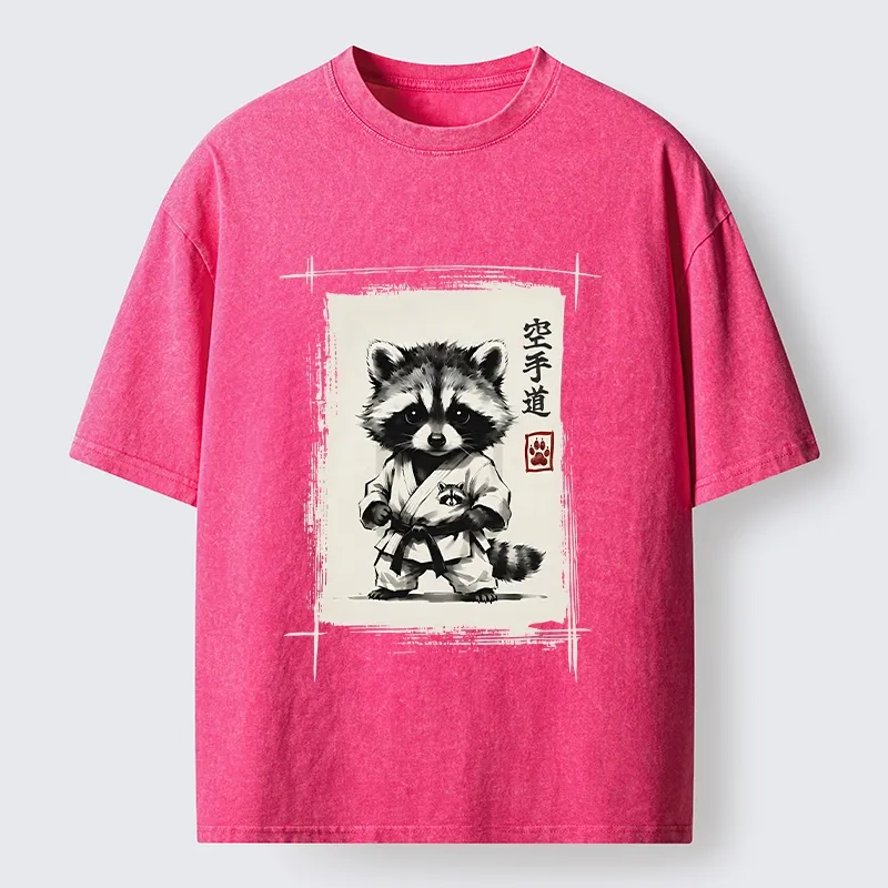 Tokyo‑Tiger Karate Raccoon Washed T‑Shirt