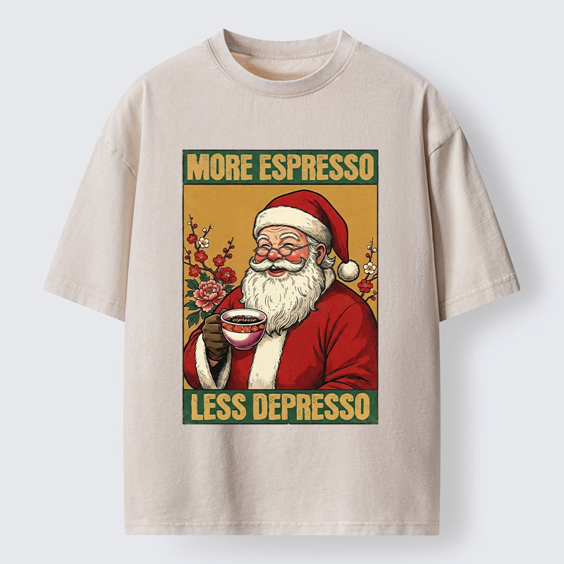 Tokyo-Tiger Funny Santa Coffee Meme Washed T-Shirt