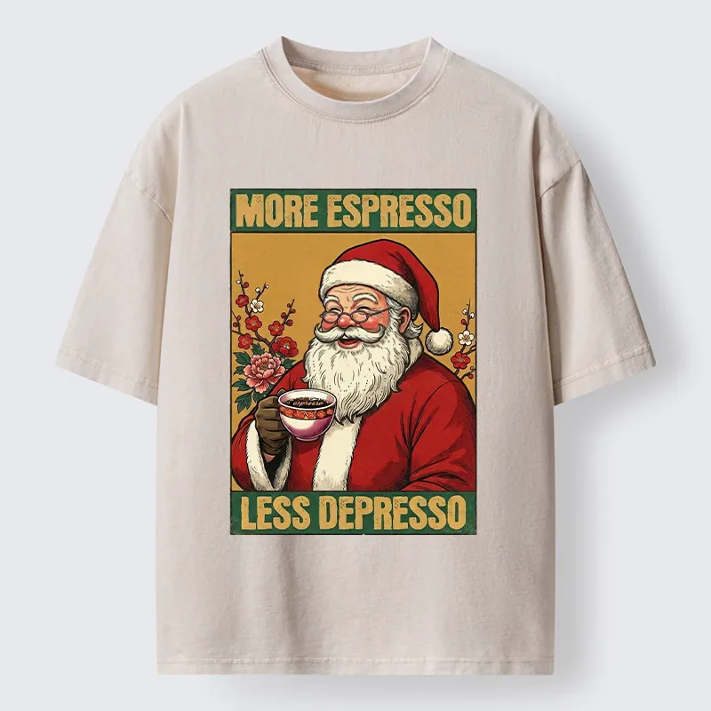 Tokyo-Tiger Funny Santa Coffee Meme Washed T-Shirt