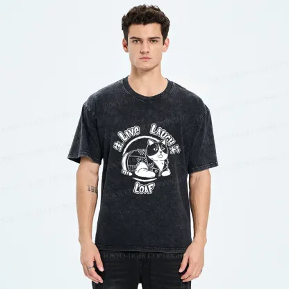 Tokyo-Tiger Live, Laugh, Cat Washed T-Shirt