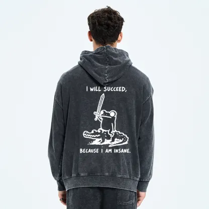 Tokyo-Tiger Warrior Frog Funny Meme Washed Zip Hoodie