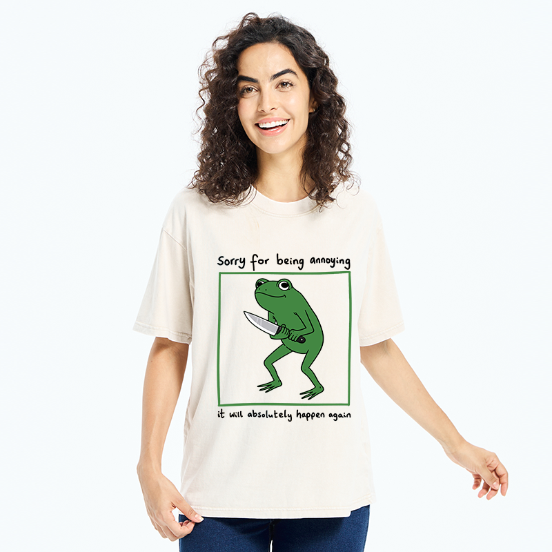 Tokyo-Tiger Frog Holding A Knife Washed T-Shirt