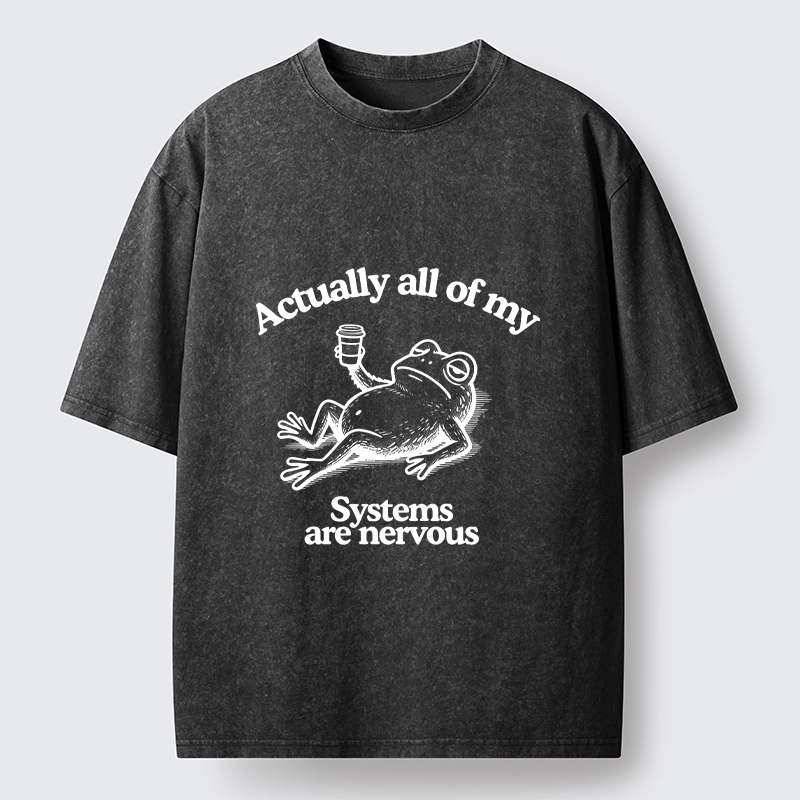 Tokyo-Tiger Nervous Frog Meme Washed T-Shirt