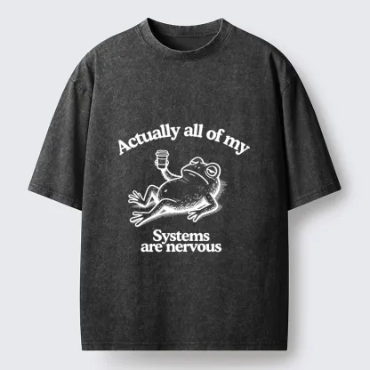 Tokyo-Tiger Nervous Frog Meme Washed T-Shirt