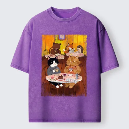 Tokyo-Tiger Cute Animal Cafe Washed T-Shirt