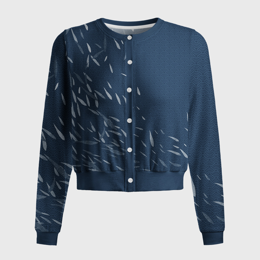 Tokyo-Tiger Falling Leaves And Ripples Women's Lightweight Cardigan