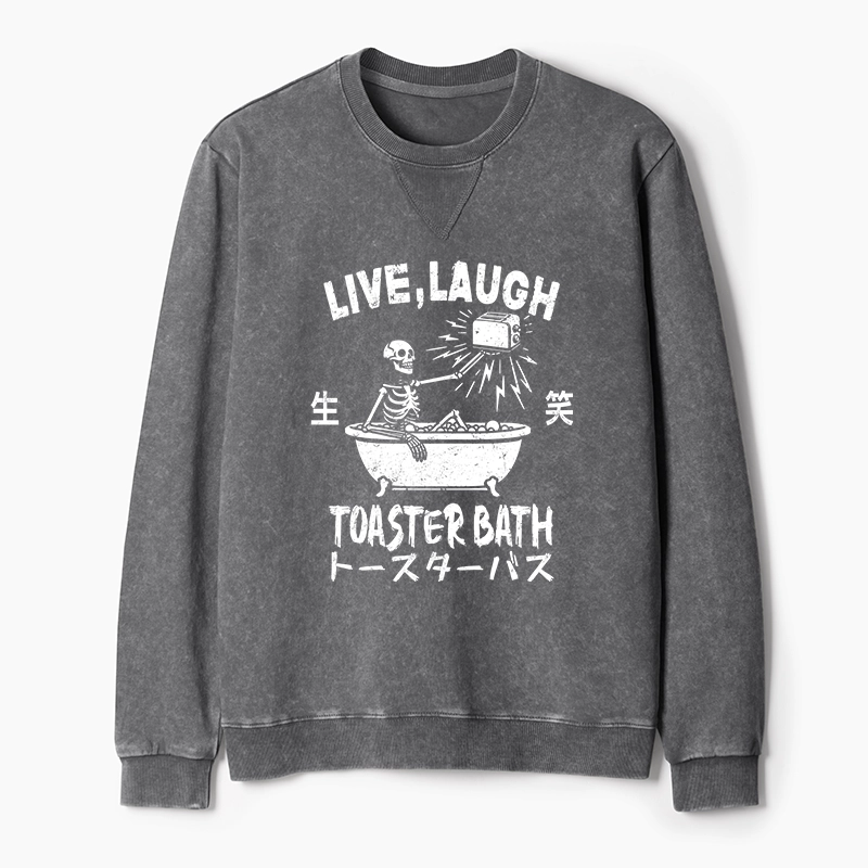 Tokyo-Tiger Funny Electric Shock Skeleton Washed Terry Sweatshirt