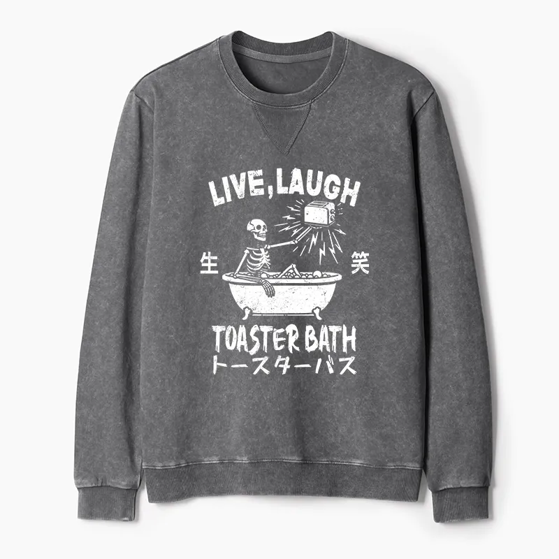 Tokyo-Tiger Funny Electric Shock Skeleton Washed Terry Sweatshirt