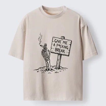 Tokyo‑Tiger Skeleton Stress Mood Washed T-Shirt