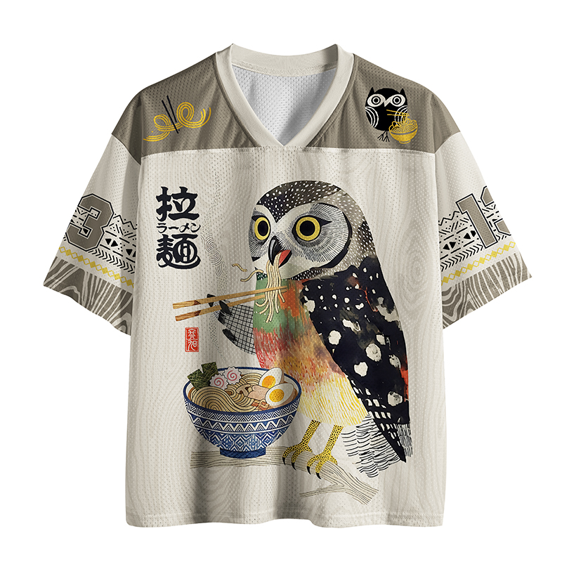 Tokyo-Tiger Owl Slurps Hot Ramen Japan Art Mesh Jersey