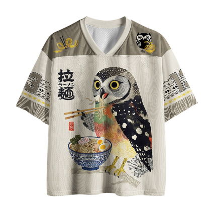 Tokyo-Tiger Owl Slurps Hot Ramen Japan Art Mesh Jersey