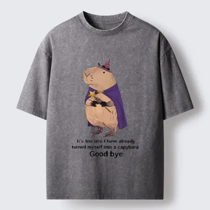 Tokyo‑Tiger Funny Wizard Capybara Washed T‑Shirt