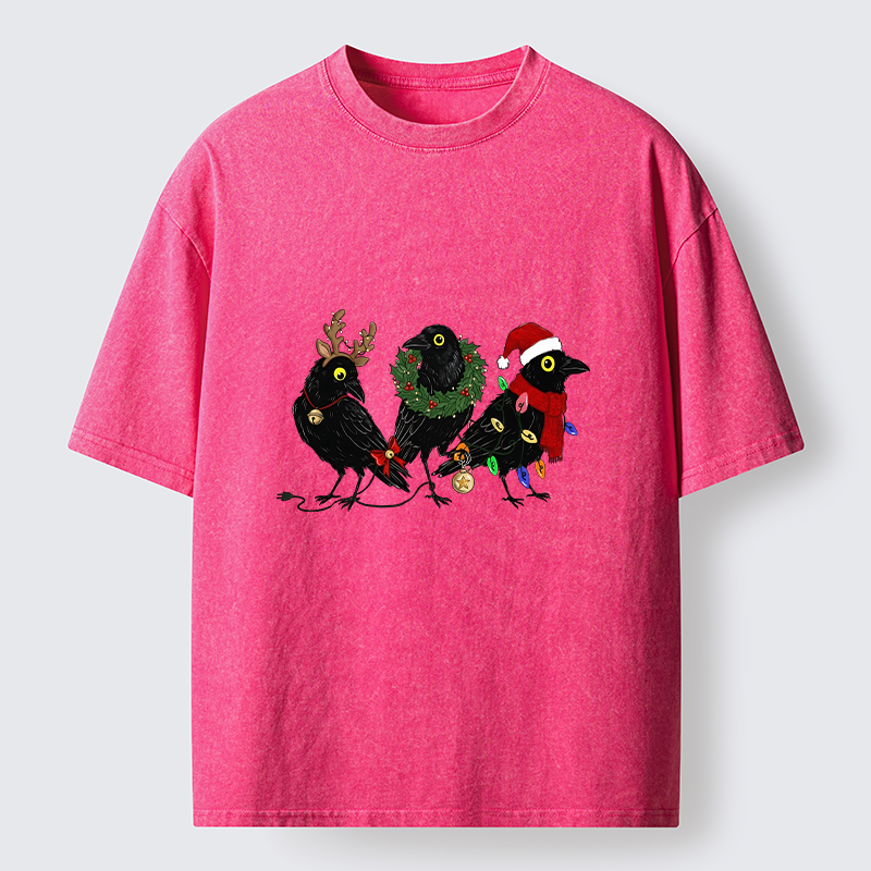 Tokyo-Tiger Funny Christmas Crow Meme Washed T-Shirt