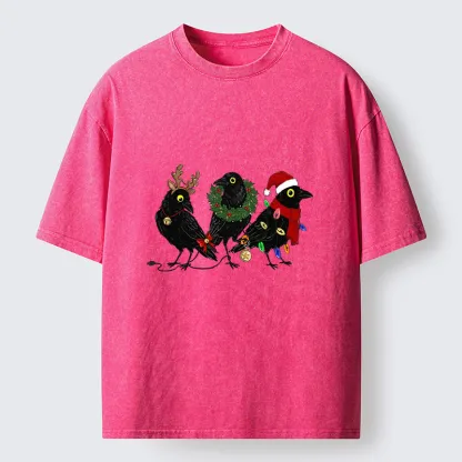 Tokyo-Tiger Funny Christmas Crow Meme Washed T-Shirt