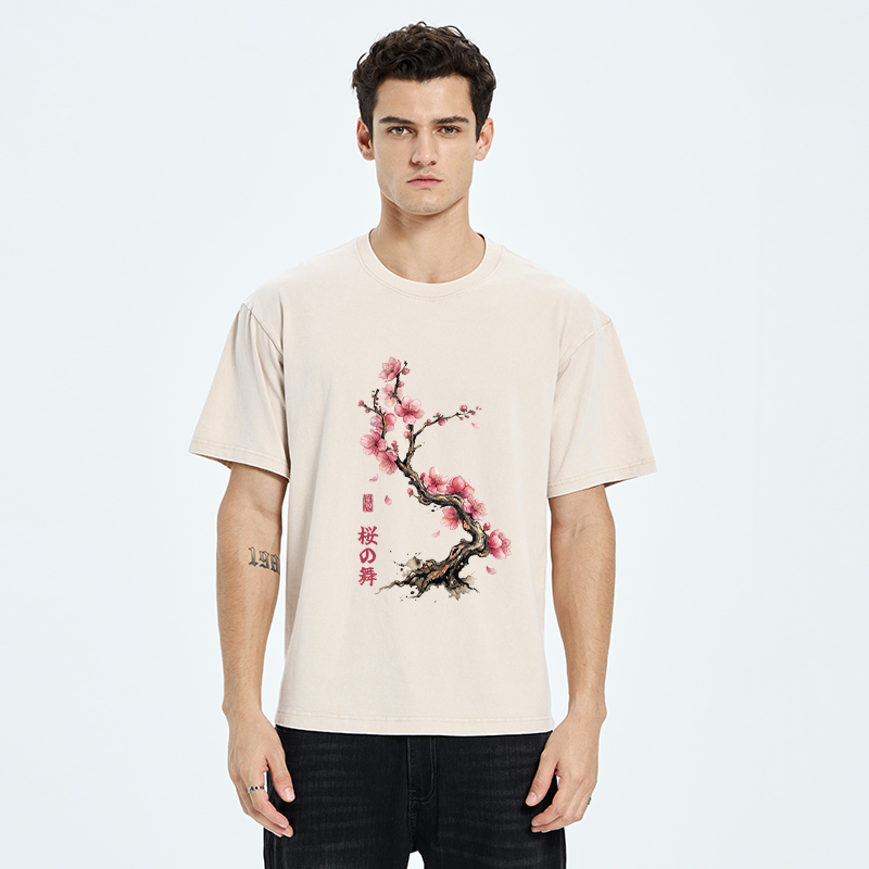 Tokyo-Tiger Sakura Petal Dance Washed T-Shirt
