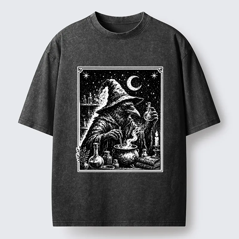 Tokyo-Tiger Funny Magical Raven Washed T-Shirt