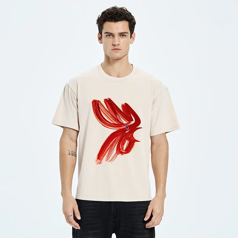 Tokyo-Tiger Calligraphy Art Chicken Washed T-Shirt