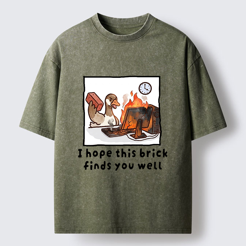 Tokyo-Tiger Office Angry Duck Graphic Washed T-Shirt