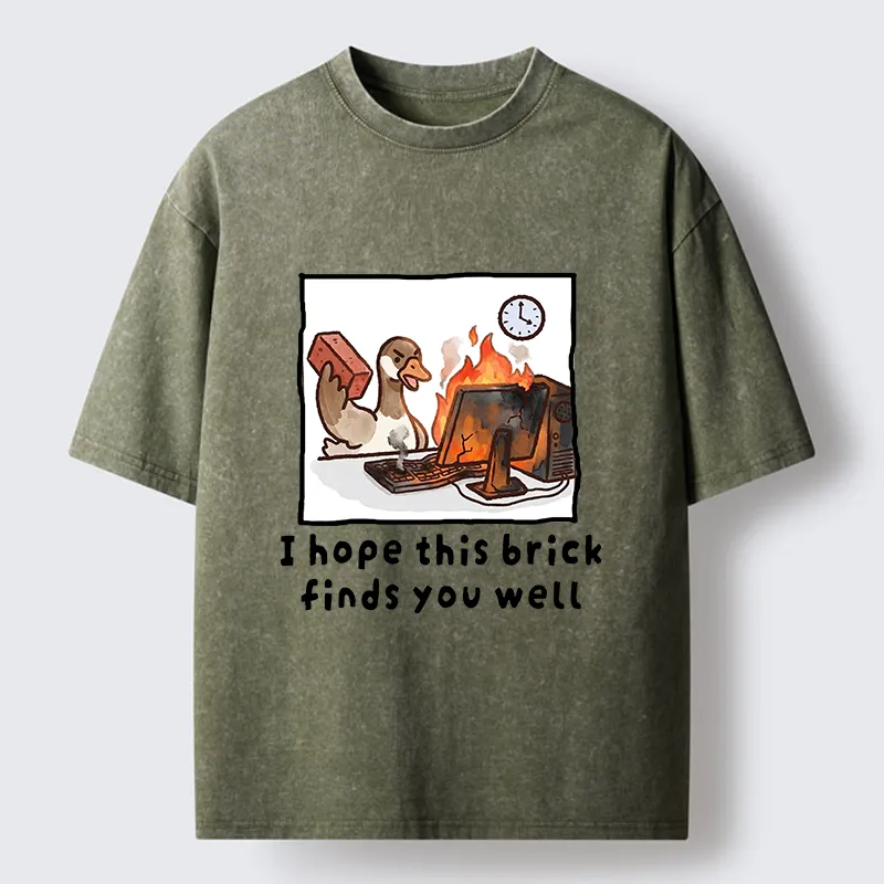 Tokyo-Tiger Office Angry Duck Graphic Washed T-Shirt