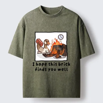 Tokyo-Tiger Office Angry Duck Graphic Washed T-Shirt