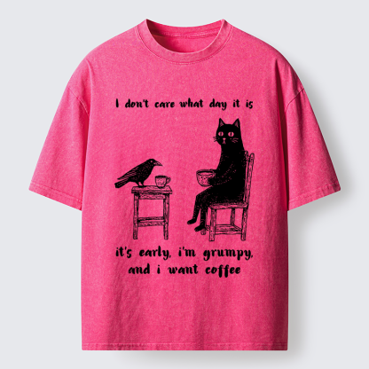 Tokyo-Tiger Early, Grumpy, Coffee Washed T-Shirt