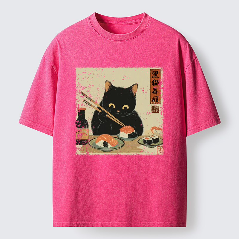 Tokyo-Tiger Meow Sushi Time Washed T-Shirt