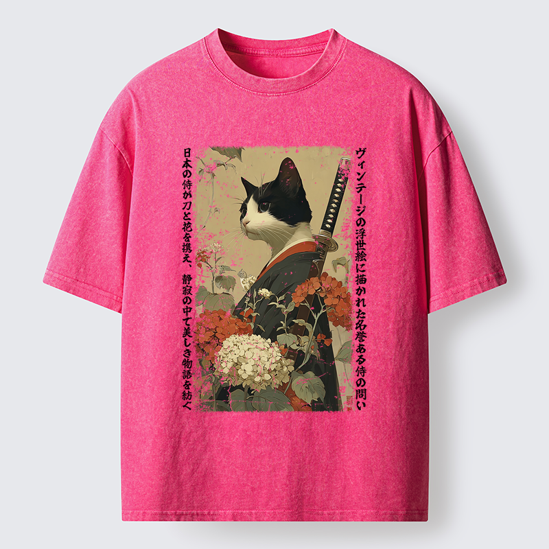 Tokyo-Tiger The Floral Samurai Washed T-Shirt